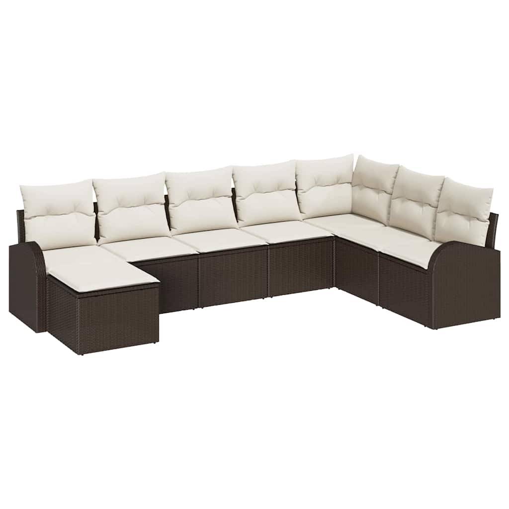 Salon de jardin 8 places en résine tressée et acier pour terrasse Marron et blanc – ComfortXL Outdoor Living - Image 2