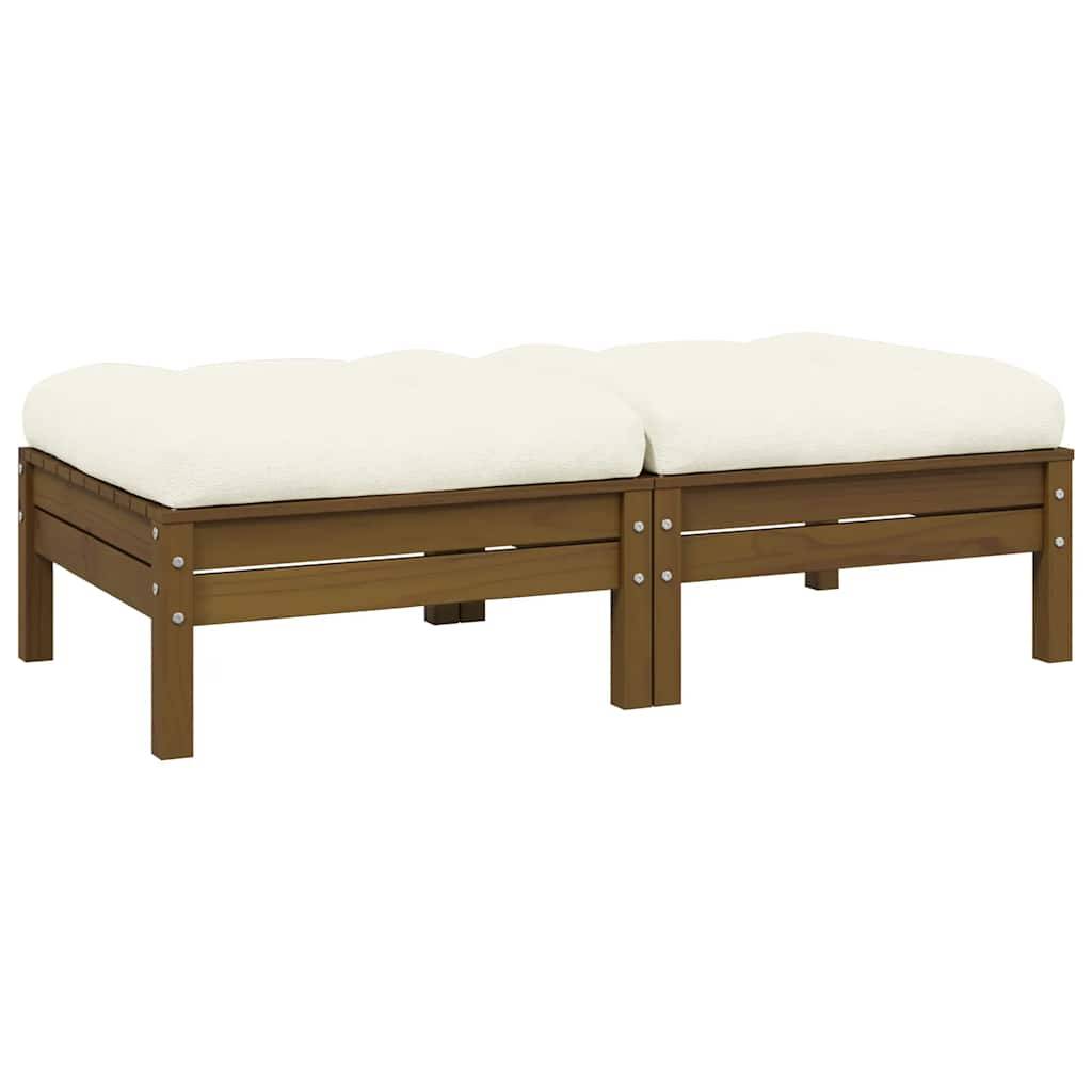 Canapé 2 places de jardin | Canapé D'extérieur | Sofa De Jardin et coussins crème bois de pin solide Maison Chic - Image 2