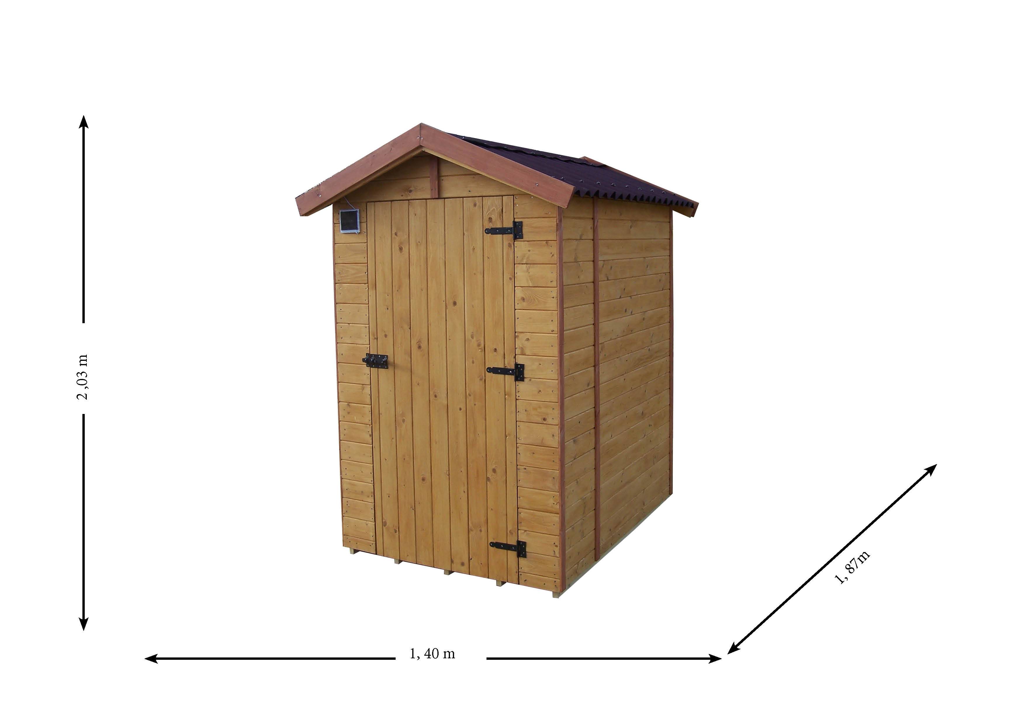 Habrita - Abri WC bois massif avec plancher / EDEN TOILETTES SECHES avec lave-mains  / surface ext : 2,62 m2 / toiture plaques ondulées plus grande longévité - Imagen 5
