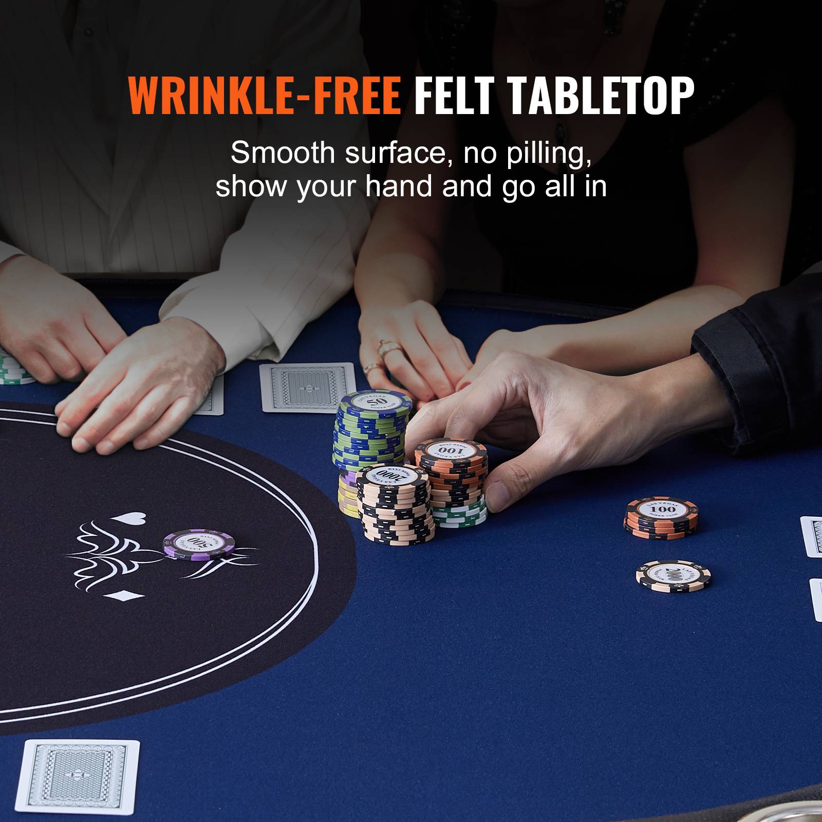 VEVOR Table poker pliable 214 cm, 10 joueurs. Rails rembourrés, porte-gobelets. - Image 5