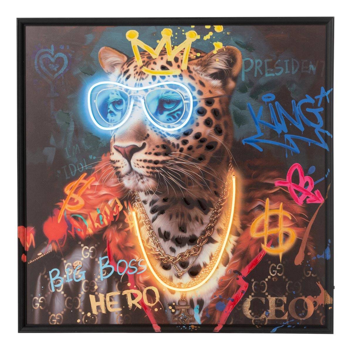 J-Line - Tableau à LED "Jaguar" 83x83cm Multicolore - Image 1
