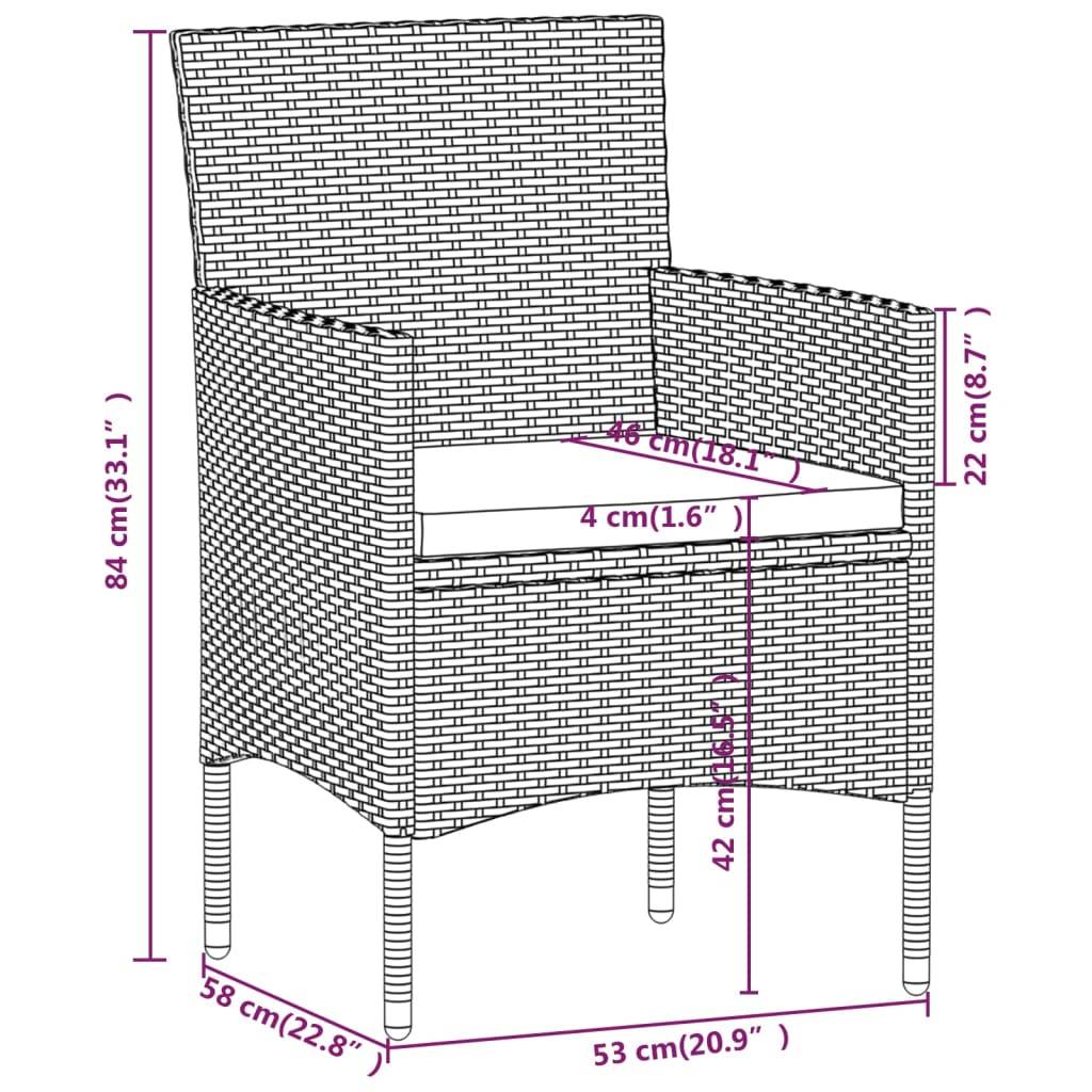 Vidaxl - Ensemble à manger de jardin avec coussins 3 pcs noir vidaXL 3099281 - Image 3
