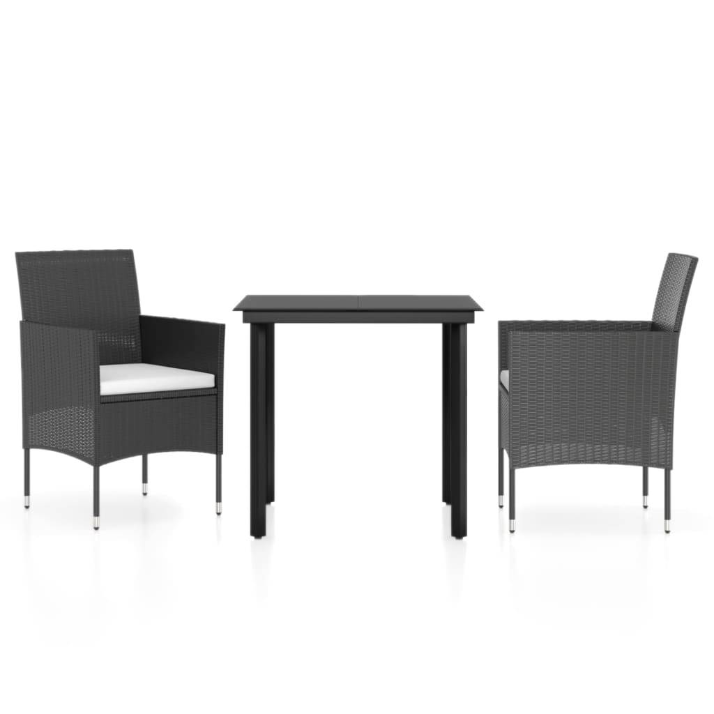 Vidaxl - Ensemble à manger de jardin avec coussins 3 pcs noir vidaXL 3099281 - Image 2