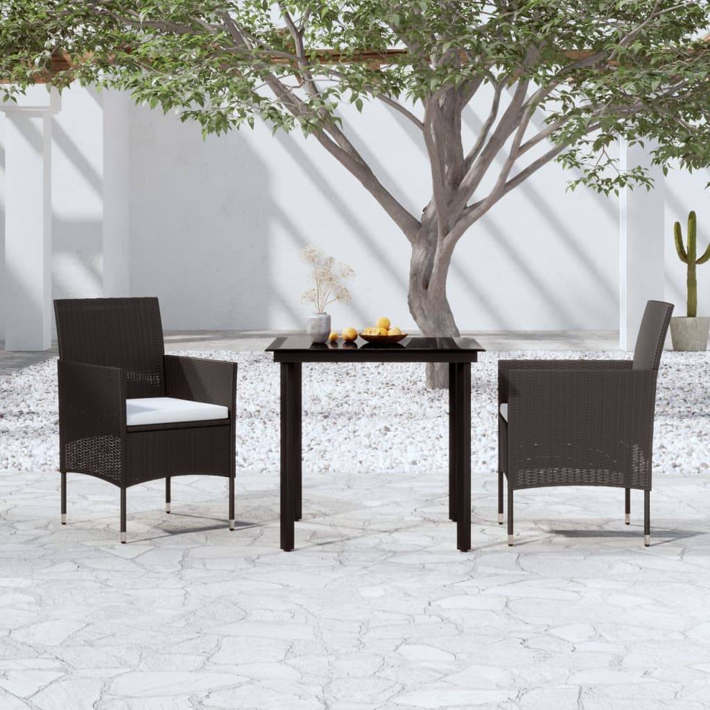 Vidaxl - Ensemble à manger de jardin avec coussins 3 pcs noir vidaXL 3099281 - Image 1