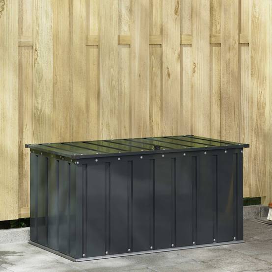 Coffre Rangement Jardin Acier Verrouillable Extérieur 101cm Noir - ComfortXL Outdoor Living - Image 1