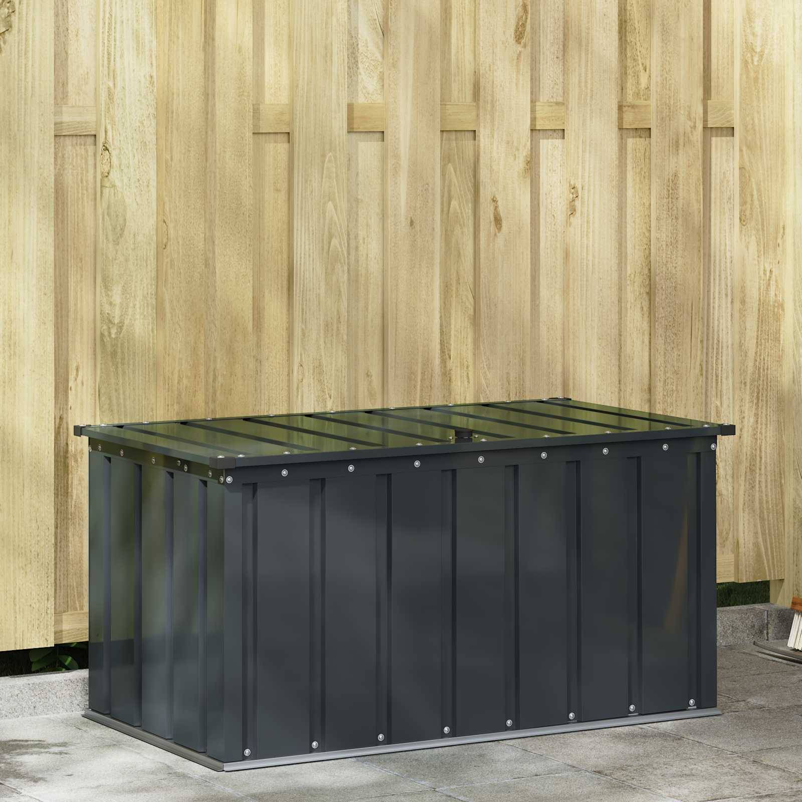 Coffre Rangement Jardin Acier Verrouillable Extérieur 101cm Noir - ComfortXL Outdoor Living - Image 1