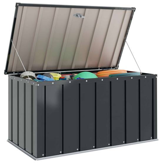 Coffre Rangement Jardin Acier Verrouillable Extérieur 101cm Noir - ComfortXL Outdoor Living - Image 3
