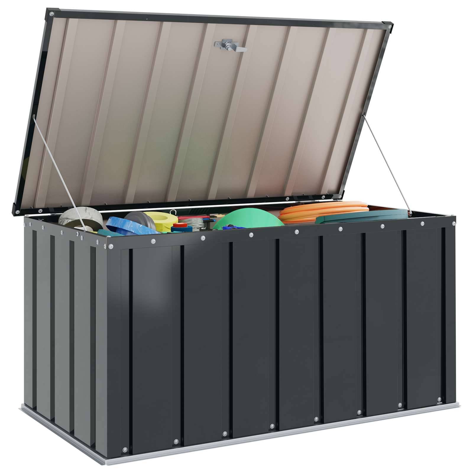 Coffre Rangement Jardin Acier Verrouillable Extérieur 101cm Noir - ComfortXL Outdoor Living - Image 3