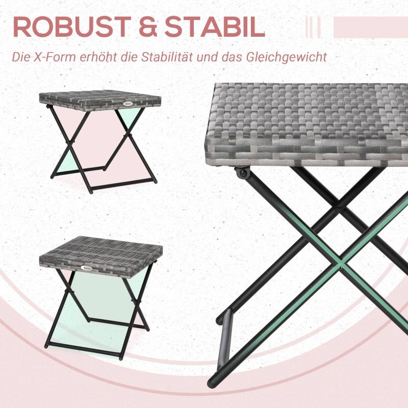PANGIVO - Table de jardin pliante en polyrattan avec cadre en métal gris 40 x 40 x 40 cm - PANGIVO - Image 6
