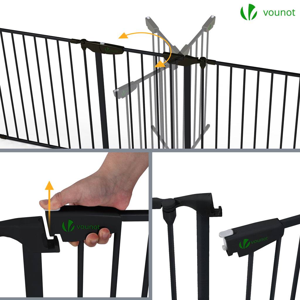 Barrière de sécurité cheminée pliable - 3,75M 6 panneaux - Pré-assemblée - Noir - VOUNOT® - Image 5