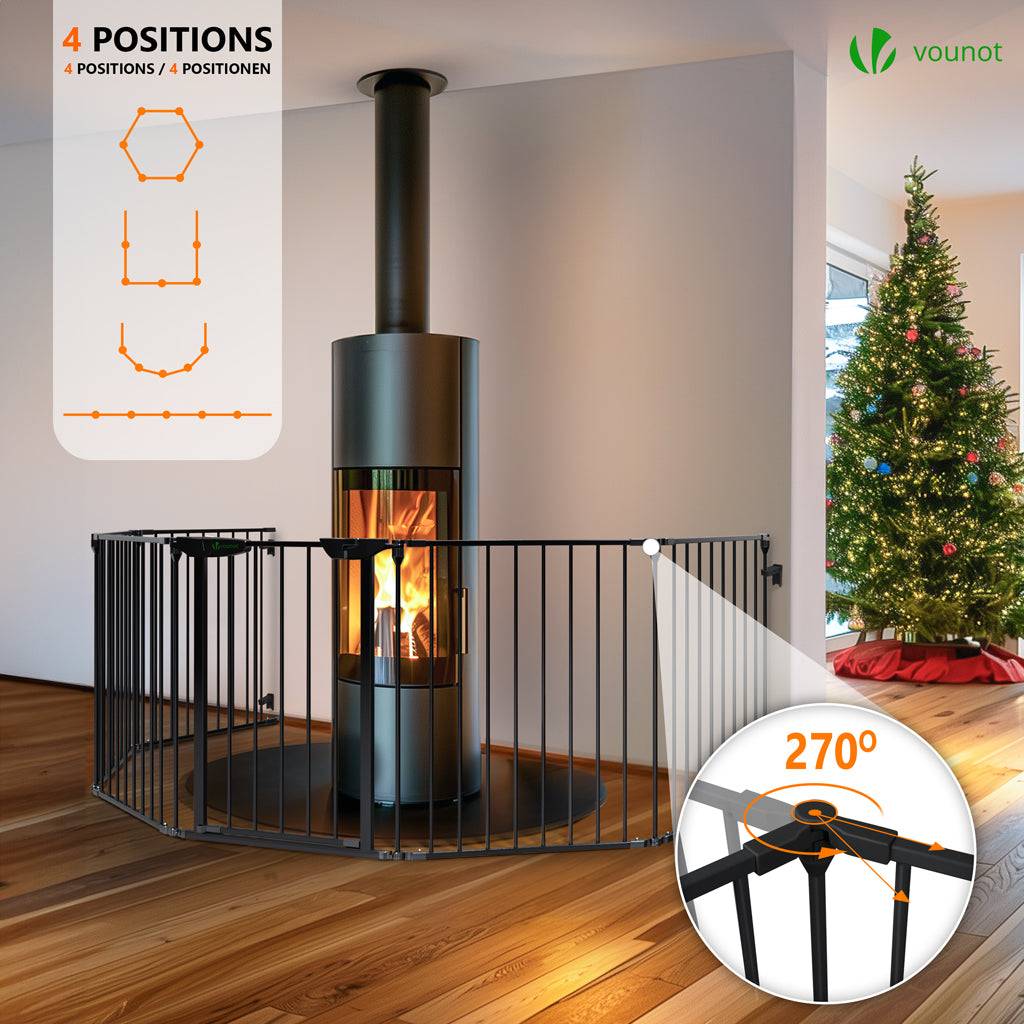 Barrière de sécurité cheminée pliable - 3,75M 6 panneaux - Pré-assemblée - Noir - VOUNOT® - Image 2