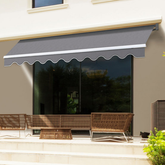 IDMARKET - Store banne manuel 3,80x3 M gris anthracite - Image 6