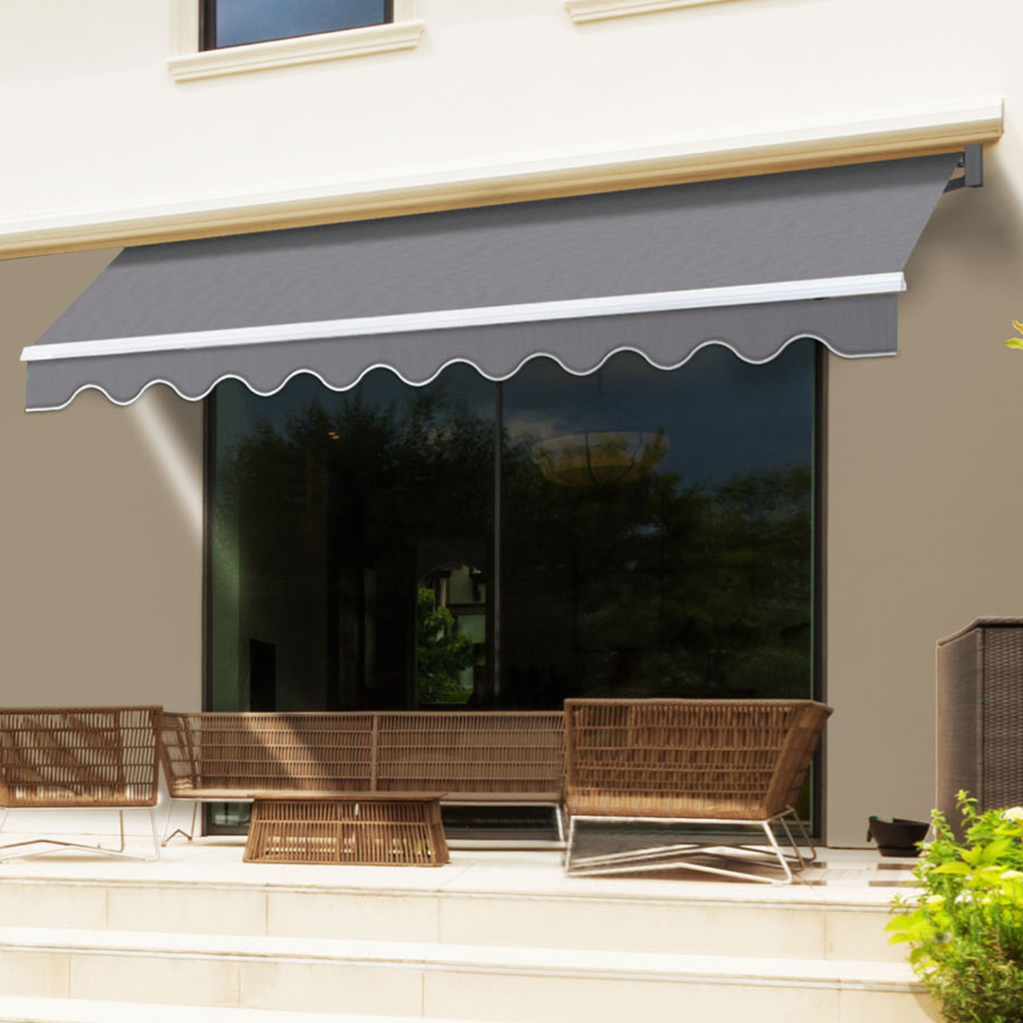 IDMARKET - Store banne manuel 3,80x3 M gris anthracite - Image 6