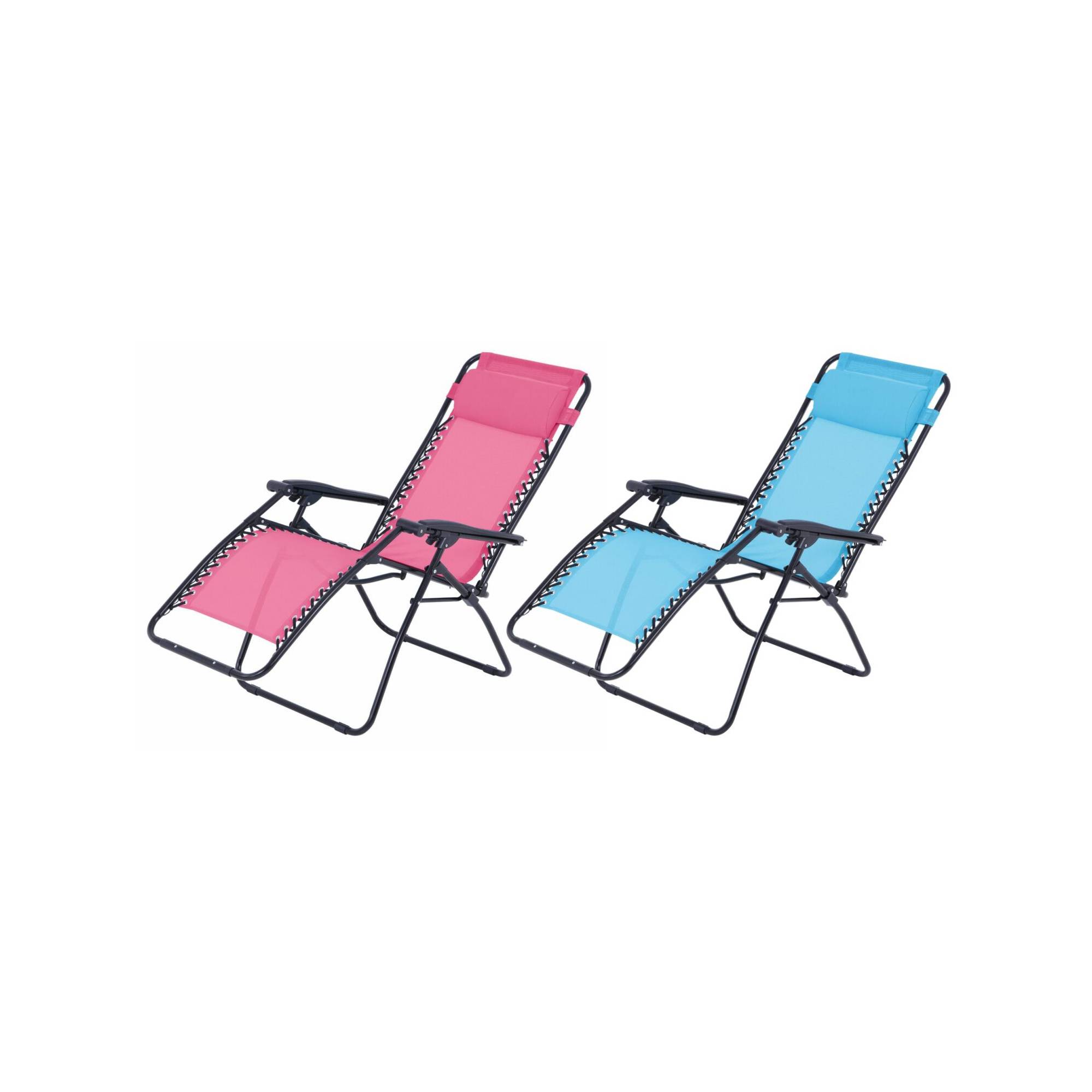Lot de 2 fauteuils relax de jardin - O'Colors - Multi positions - Bleu et rose - Imagen 1