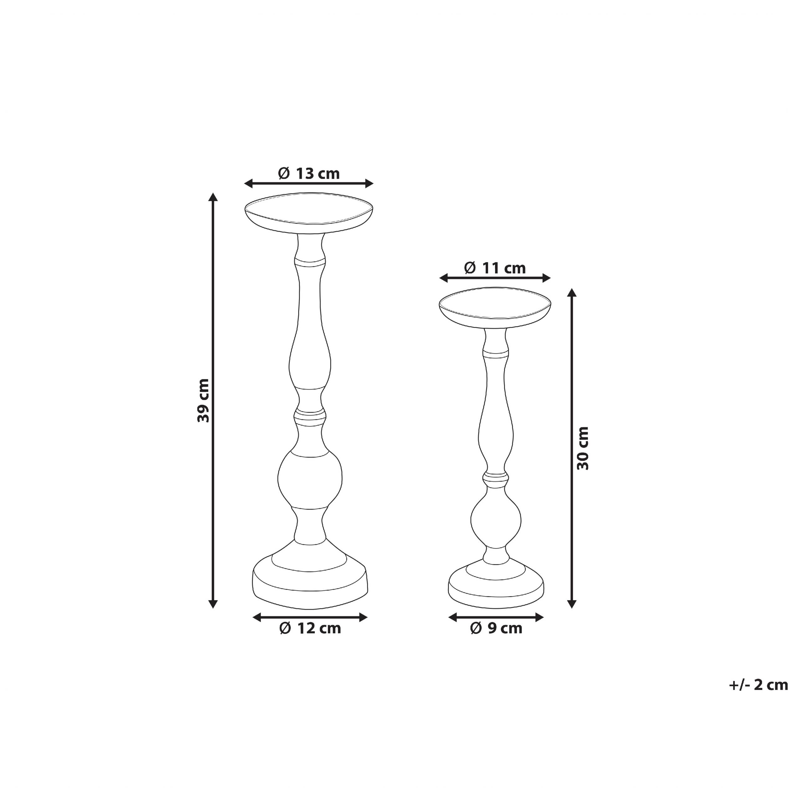 Beliani - Lot de 2 Bougeoirs en Aluminium Argenté 30/39 cm Finition Brillante Robuste Bougies Parfaites pour la Chambre et le Salon Eclairage Doux - Imagen 3