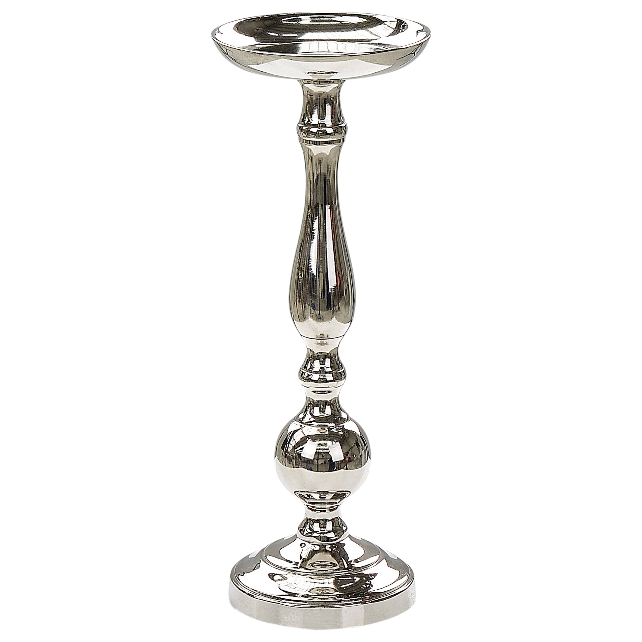 Beliani - Lot de 2 Bougeoirs en Aluminium Argenté 30/39 cm Finition Brillante Robuste Bougies Parfaites pour la Chambre et le Salon Eclairage Doux - Imagen 5