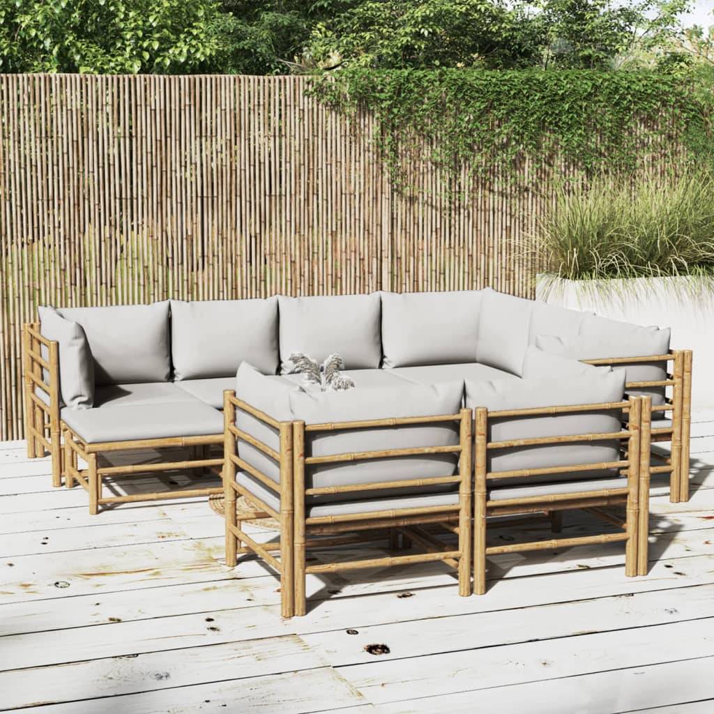 Vidaxl - Salon de jardin 10 pcs avec coussins gris clair bambou vidaXL 3155096 - Image 1