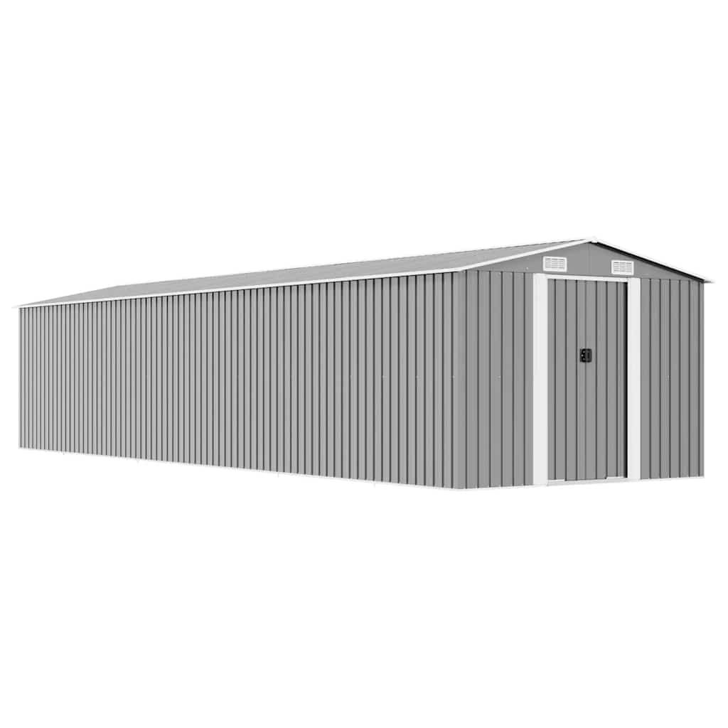 PANGIVO - Abri de jardin avec double porte coulissante - Acier galvanisé - Gris 257x990x181 cm - Surface au sol 23,91m² - PANGIVO - Image 1