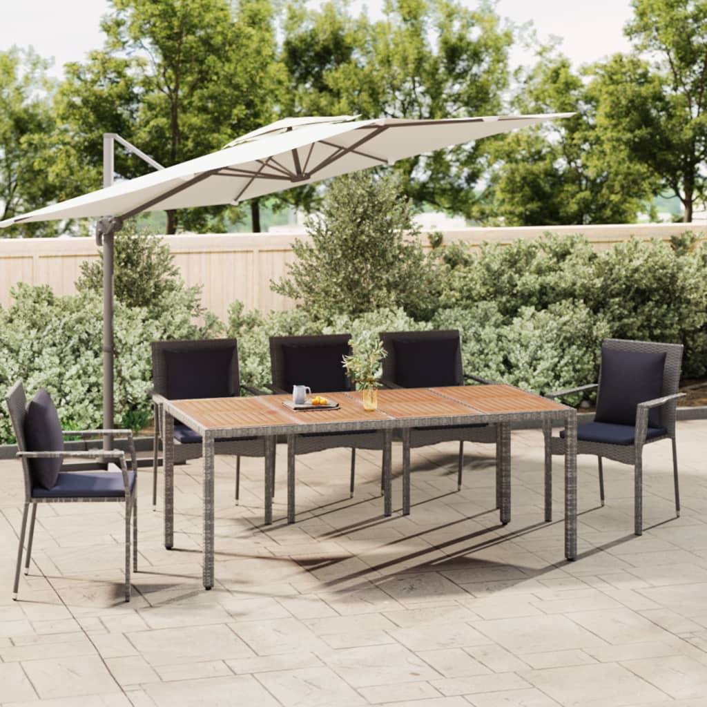 ComfortXL - Table de Repas Extérieure Grise 190x90cm en Résine Tressée et Bois d'Acacia Massif, 6-8 Personnes – ComfortXL Outdoor Living - Image 1