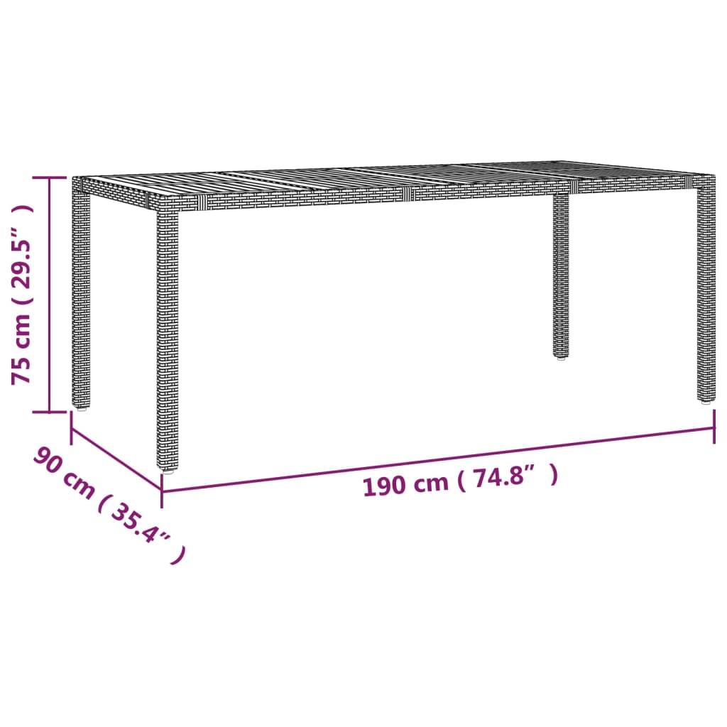 ComfortXL - Table de Repas Extérieure Grise 190x90cm en Résine Tressée et Bois d'Acacia Massif, 6-8 Personnes – ComfortXL Outdoor Living - Image 6