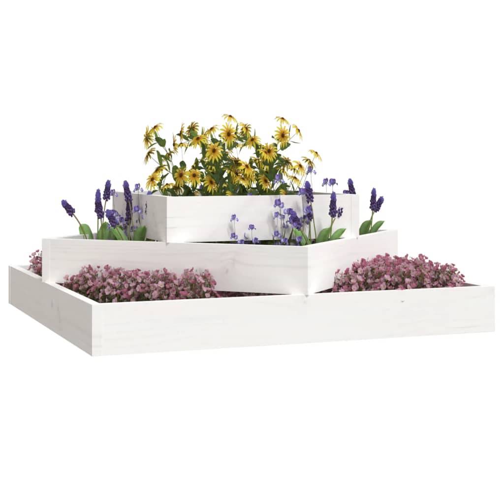 Maison Chic - Jardinière, Bac à fleurs, Pot de fleurs Blanc 83x83x27 cm Bois massif de pin - Imagen 3