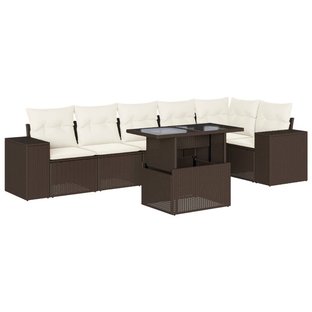 ComfortXL - Salon de jardin 7 places résine tressée avec table à hauteur ajustable marron – ComfortXL Outdoor Living - Image 2