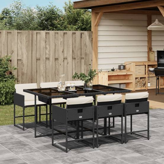 ComfortXL - Salon de Jardin Encastrable 7 Places Résine Tressée Design Cube Chaise Pliante Terrasse Noir – ComfortXL Outdoor Living - Image 1