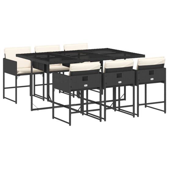 ComfortXL - Salon de Jardin Encastrable 7 Places Résine Tressée Design Cube Chaise Pliante Terrasse Noir – ComfortXL Outdoor Living - Image 2