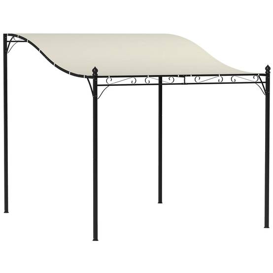 Pergola Adossée Courbée Métal Terrasse Anti-Pluie 298x248cm Crème - ComfortXL Outdoor Living - Image 1