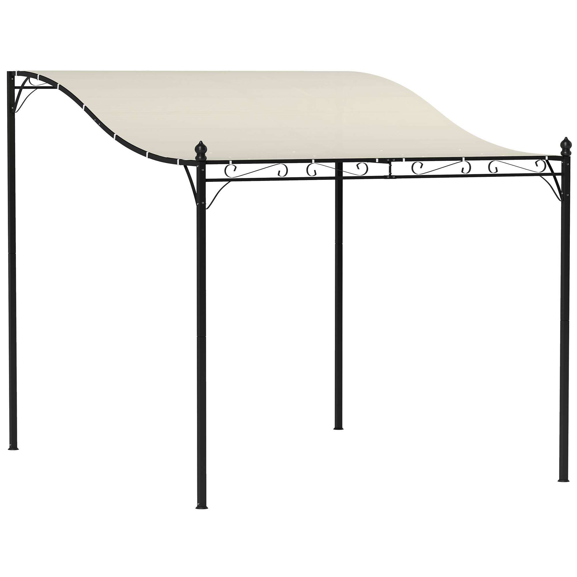 Pergola Adossée Courbée Métal Terrasse Anti-Pluie 298x248cm Crème - ComfortXL Outdoor Living - Image 1