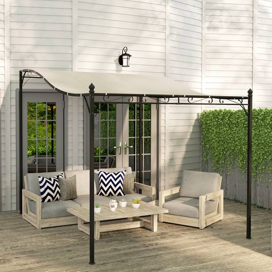 Pergola Adossée Courbée Métal Terrasse Anti-Pluie 298x248cm Crème - ComfortXL Outdoor Living - Image 4