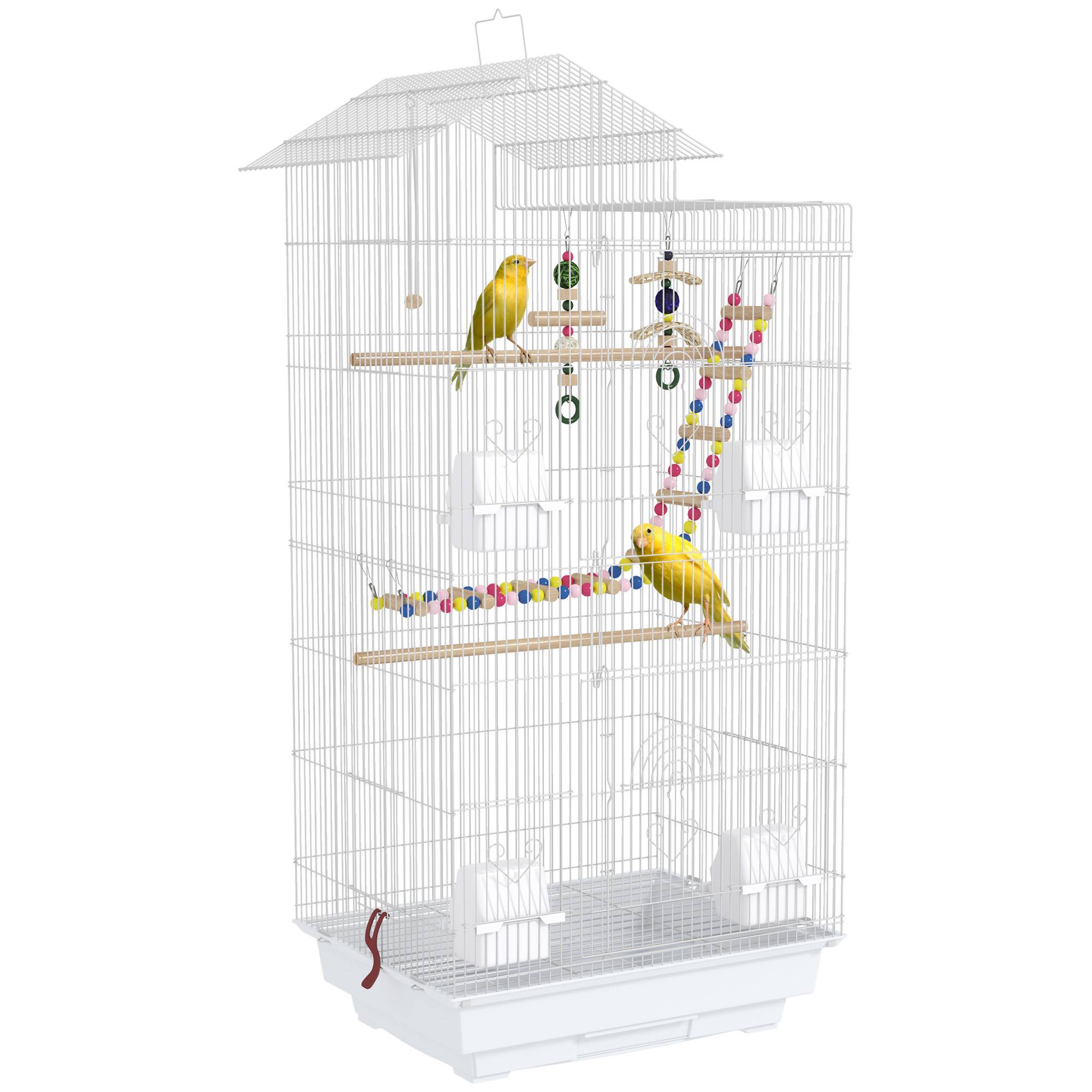 Sans Marque - Cage à oiseaux 46 x 36 x 100 cm 4 mangeoires 3 perchoirs cage pour perruche calopsitte conure pinson canaris