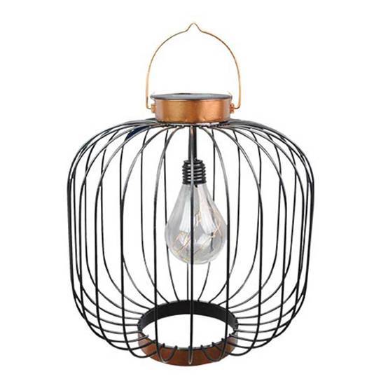 Lumisky - Lanterne solaire cage COCO Noir Metal H35cm - Image 1