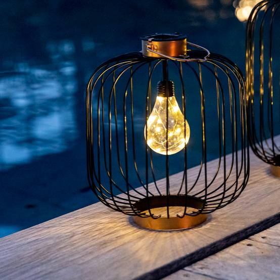 Lumisky - Lanterne solaire cage COCO Noir Metal H35cm - Image 2