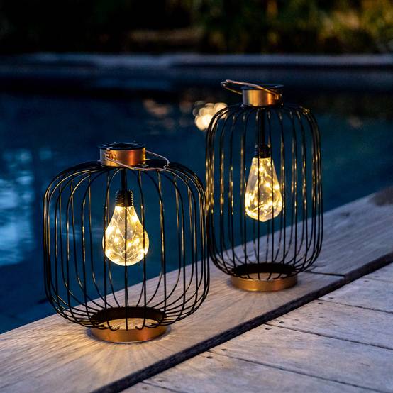 Lumisky - Lanterne solaire cage COCO Noir Metal H35cm - Image 6
