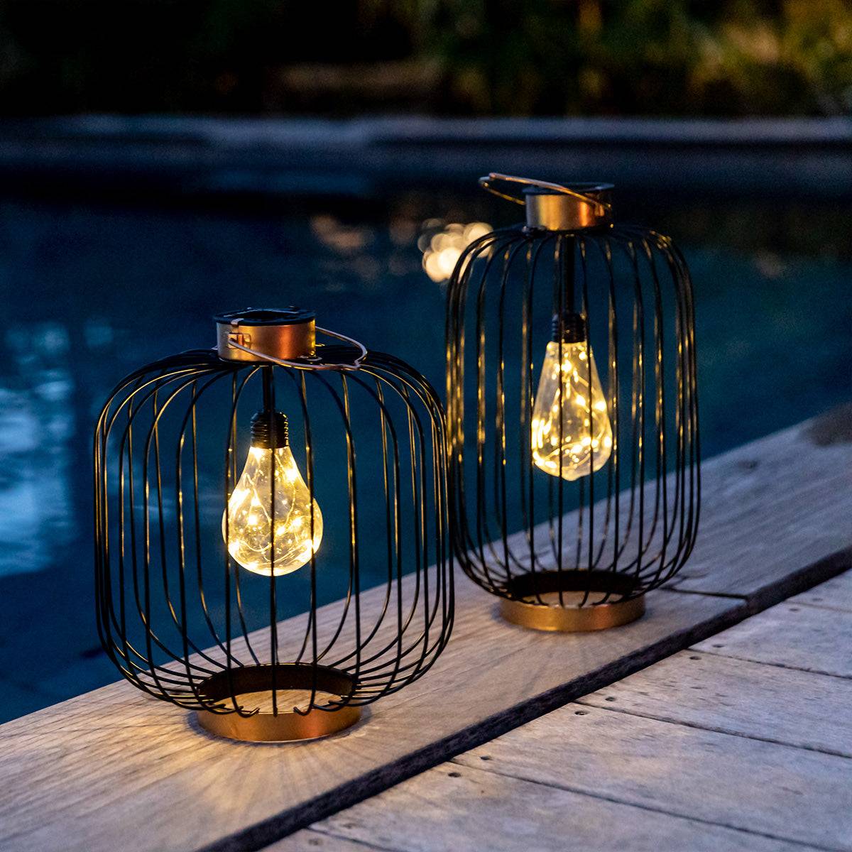 Lumisky - Lanterne solaire cage COCO Noir Metal H35cm - Image 6