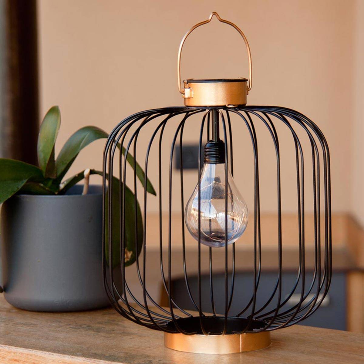Lumisky - Lanterne solaire cage COCO Noir Metal H35cm - Image 3
