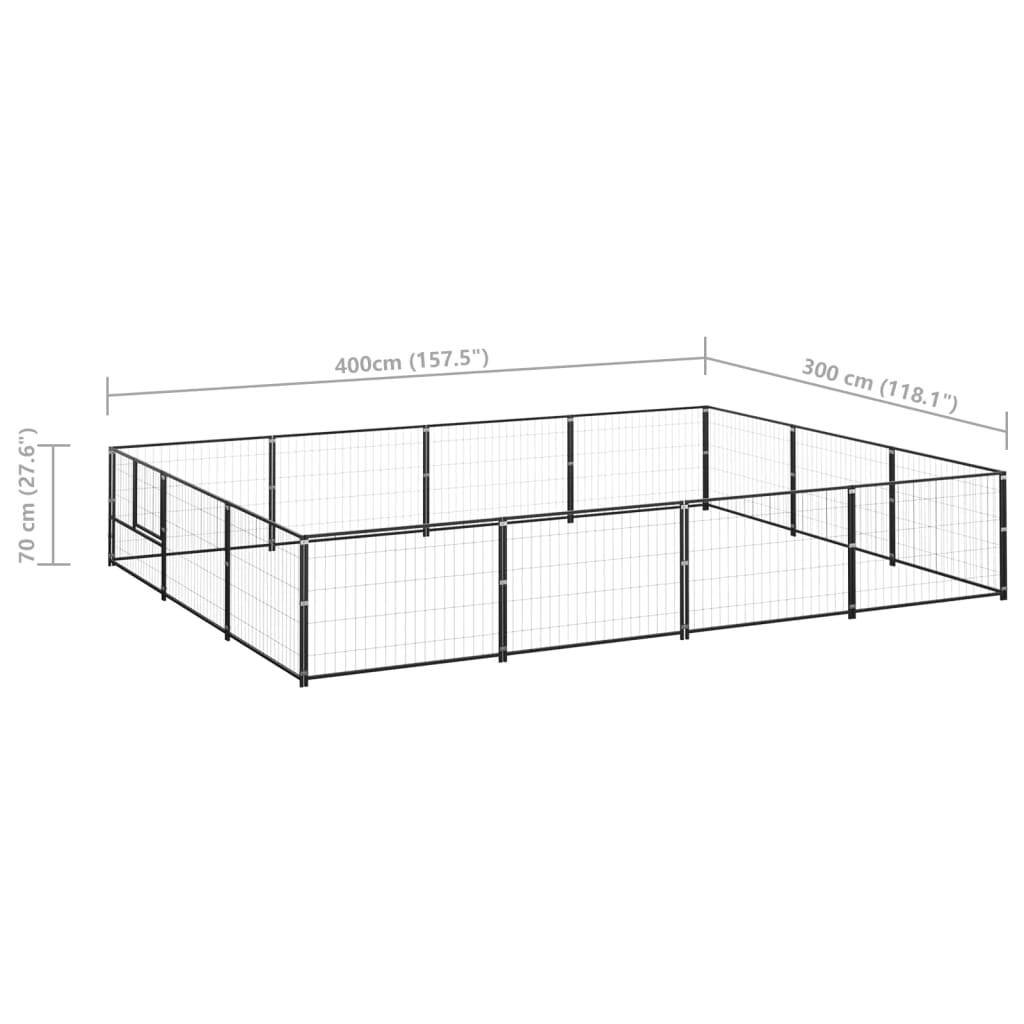 Helloshop26 - Chenil extérieur cage enclos parc animaux chien noir 12 m² acier - Imagen 2