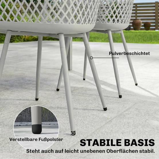 Ensemble de chaises de jardin de 4 chaises de jardin en plastique résistantes aux UV avec dossier d’accoudoir de 56 x 51 x 84 cm gris - Image 7