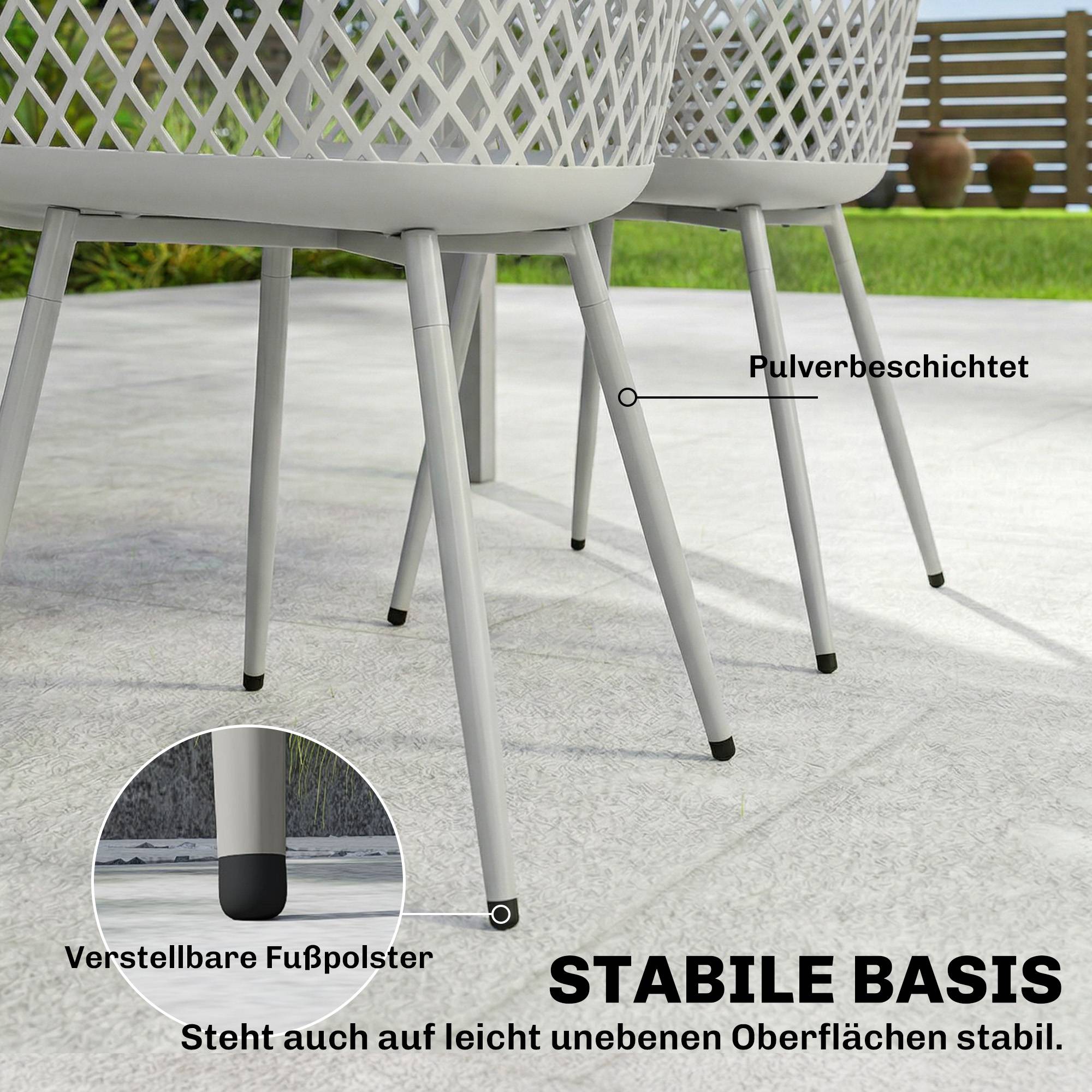 Ensemble de chaises de jardin de 4 chaises de jardin en plastique résistantes aux UV avec dossier d’accoudoir de 56 x 51 x 84 cm gris - Image 7