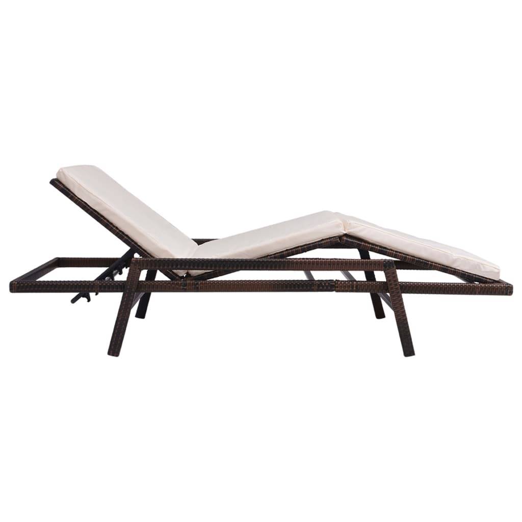 Vidaxl - Chaise longue avec coussin Résine tressée Marron vidaXL 43107 - Imagen 7