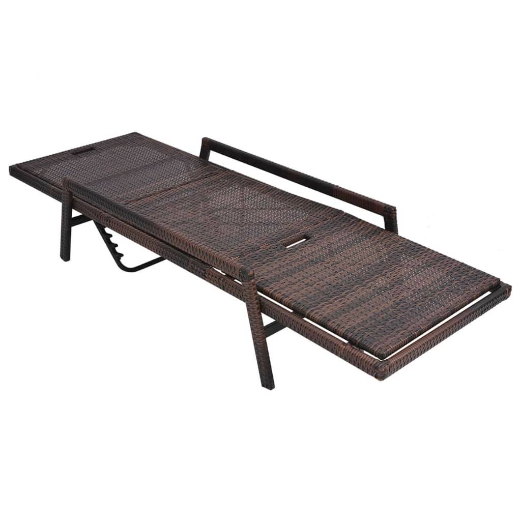 Vidaxl - Chaise longue avec coussin Résine tressée Marron vidaXL 43107 - Imagen 5