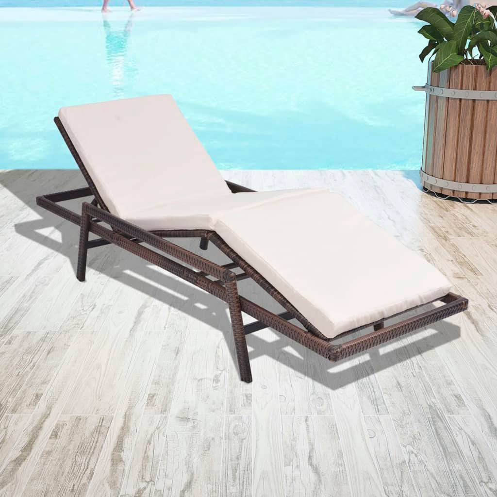 Vidaxl - Chaise longue avec coussin Résine tressée Marron vidaXL 43107 - Imagen 1