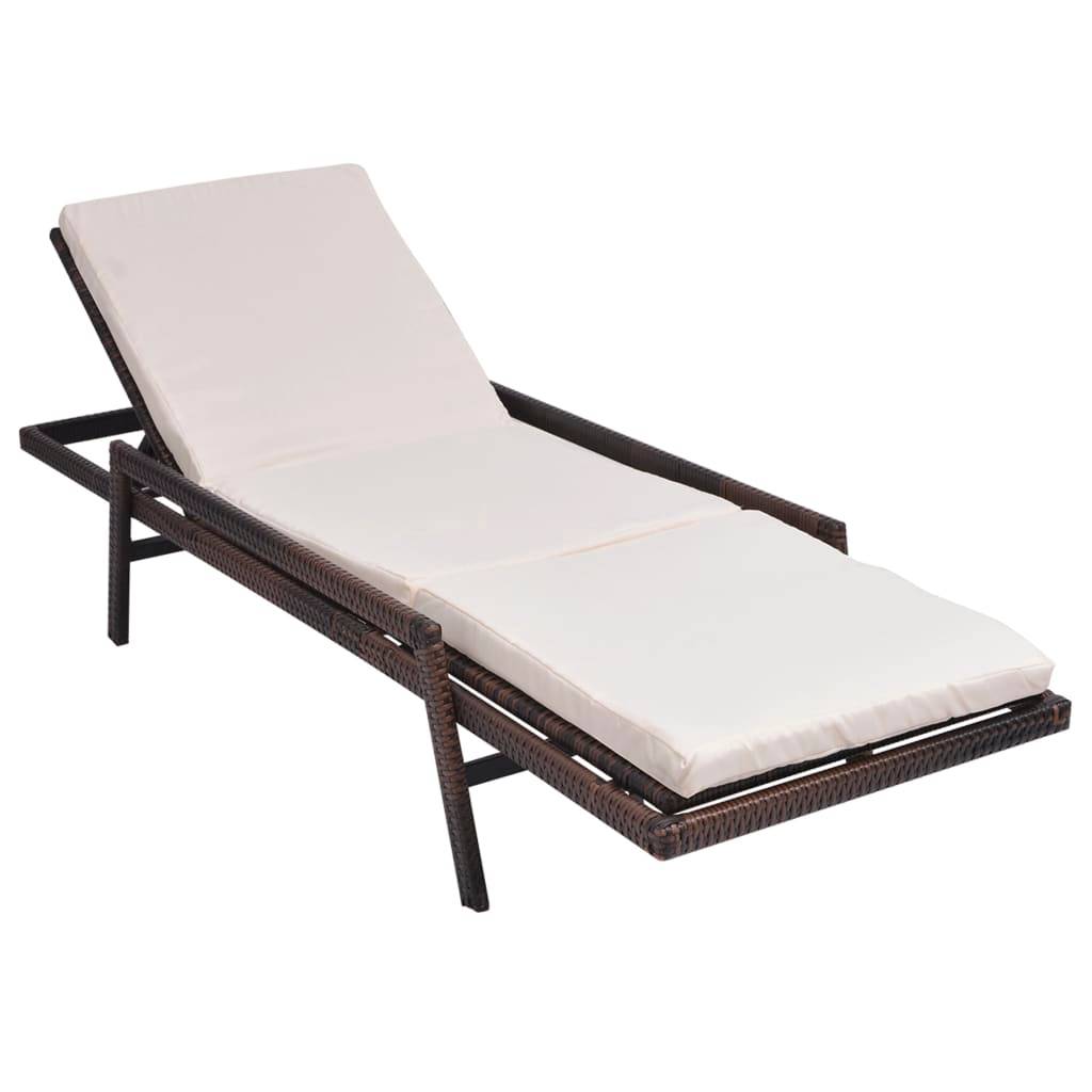 Vidaxl - Chaise longue avec coussin Résine tressée Marron vidaXL 43107 - Imagen 8