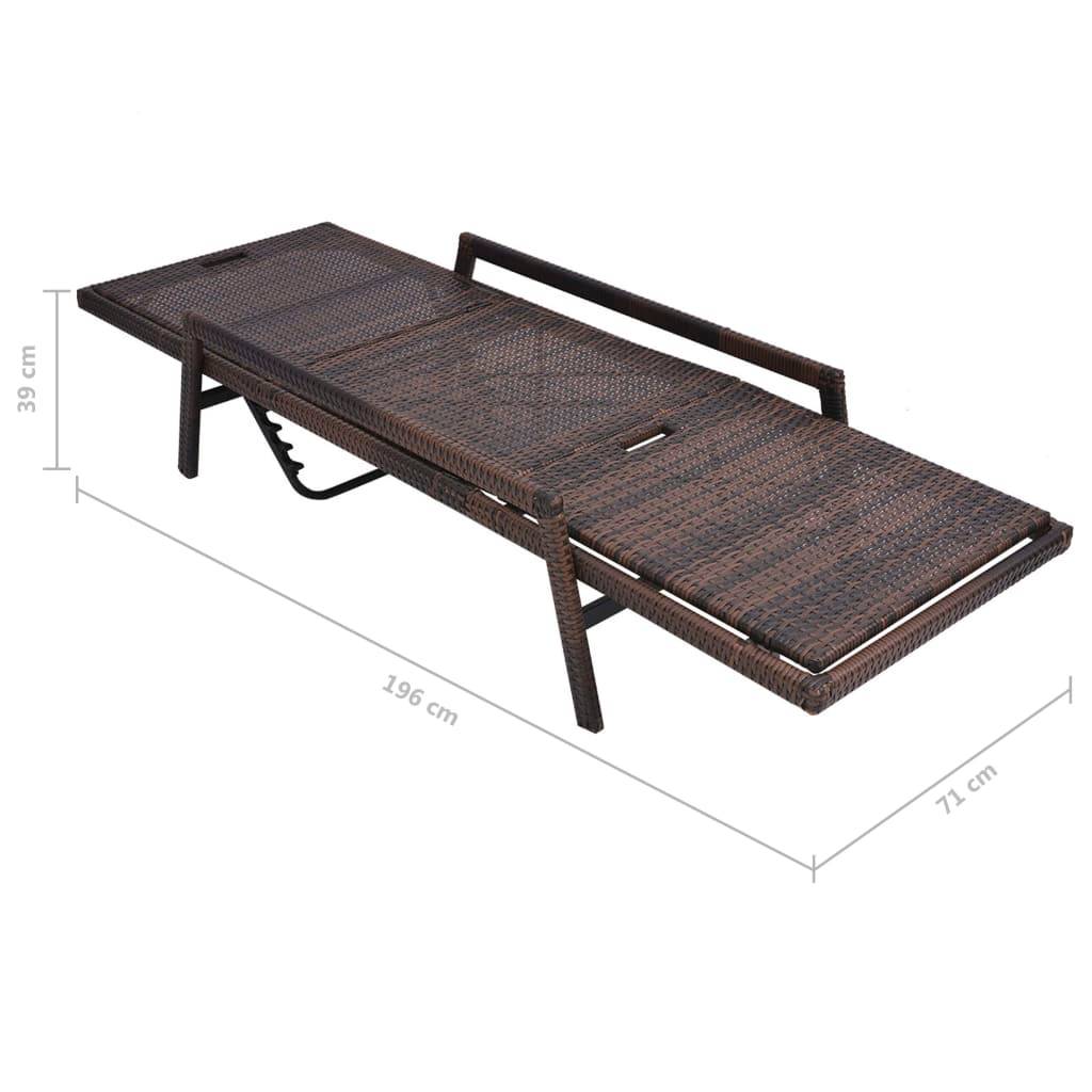 Vidaxl - Chaise longue avec coussin Résine tressée Marron vidaXL 43107 - Imagen 3