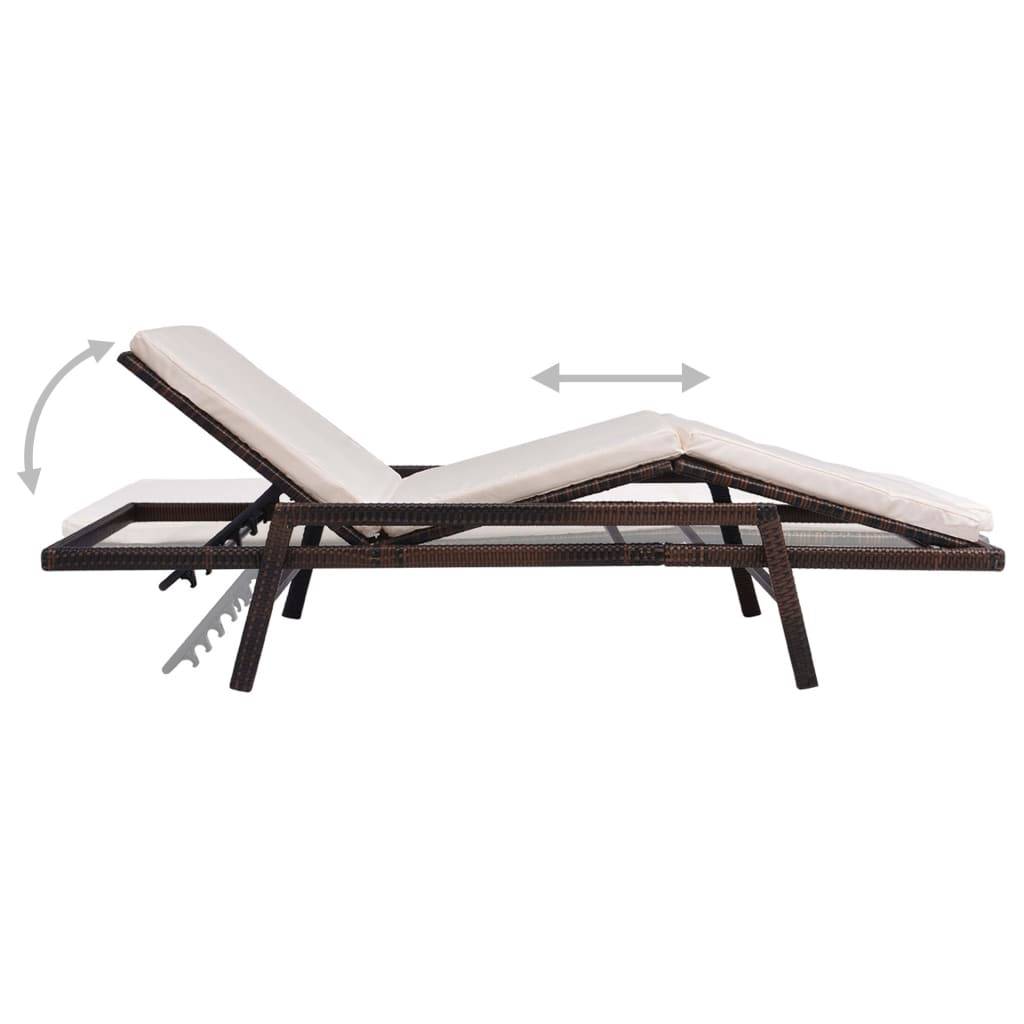 Vidaxl - Chaise longue avec coussin Résine tressée Marron vidaXL 43107 - Imagen 6
