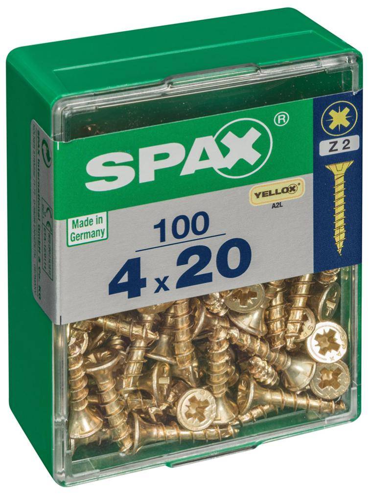 Spax - Lot de 100 vis acier tête fraisée pozidriv SPAX, Diam.4 mm x L.20 mm - Image 1