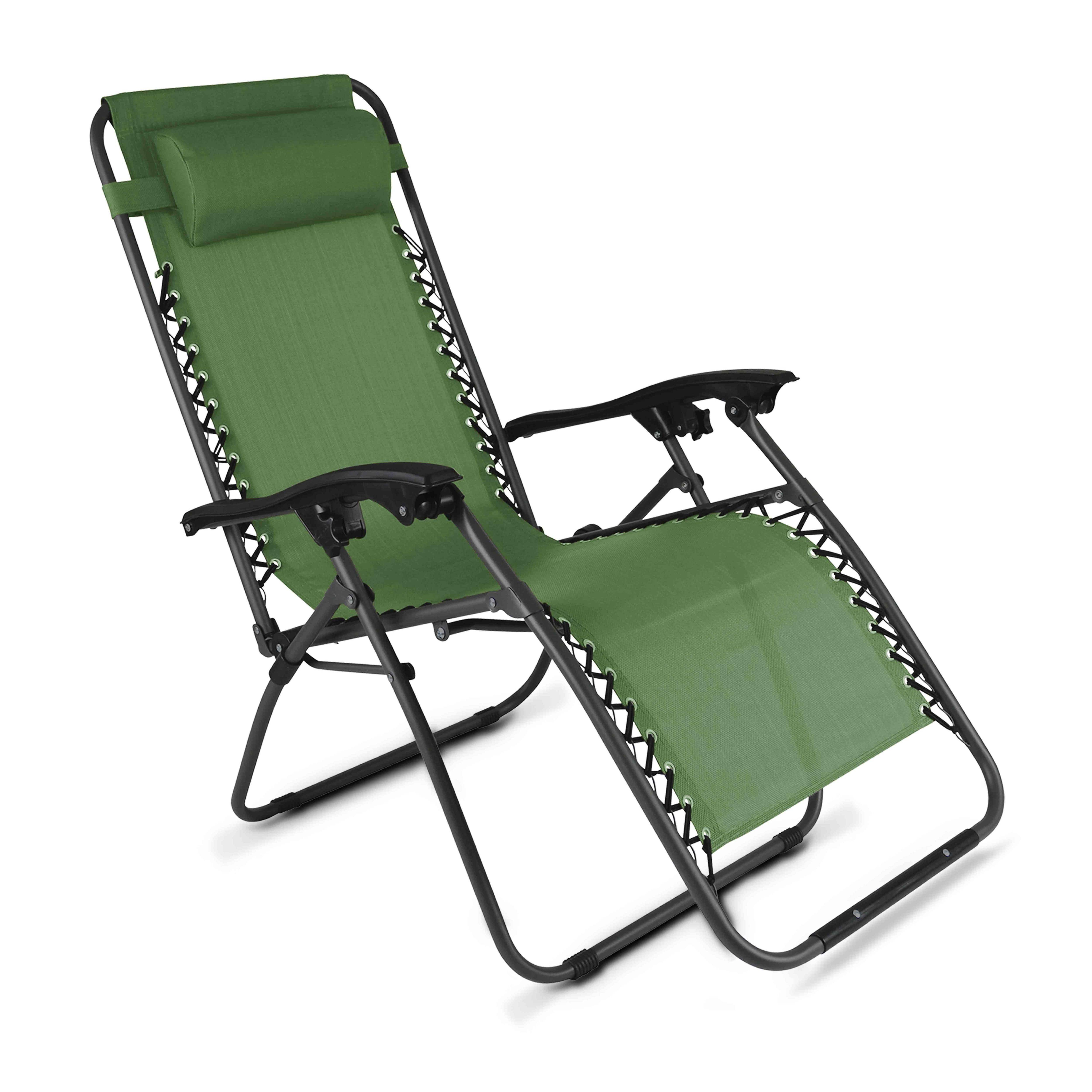 Oviala - Fauteuil relax de jardin en acier et textilène inclinable vert Monaco - Oviala - Imagen 1