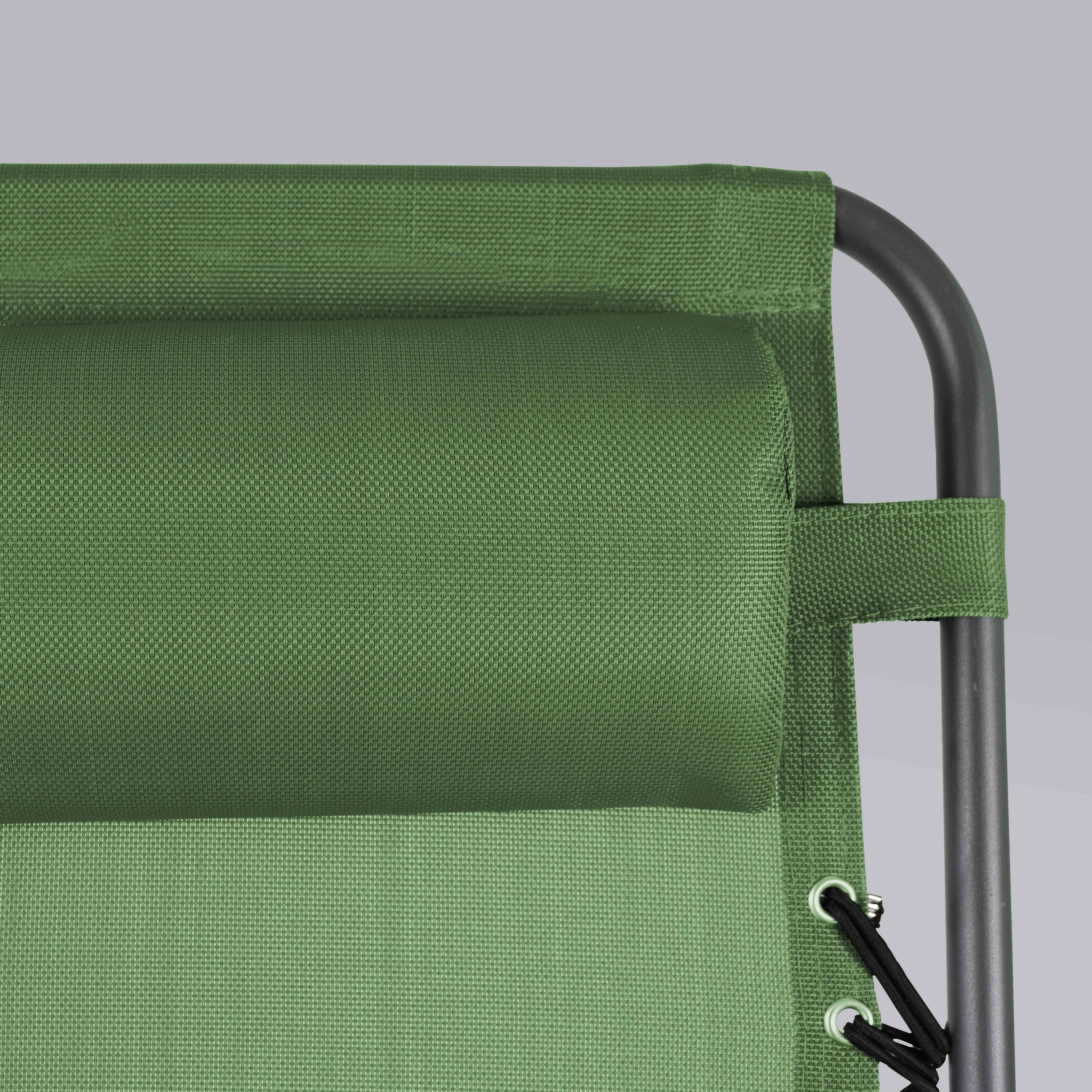 Oviala - Fauteuil relax de jardin en acier et textilène inclinable vert Monaco - Oviala - Imagen 5