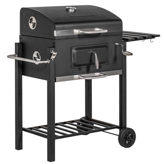 ComfortXL - Barbecue charbon acier inoxydable jardin terrasse hauteur réglable 113x65x108cm noir - ComfortXL Outdoor Living - Image 2